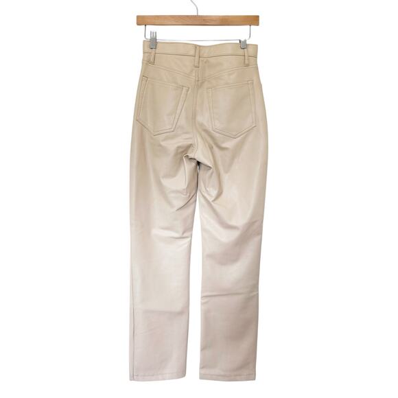Abercrombie Tan 90s Straight Ultra High Rise Vegan Leather Pants Sz 26 - Picture 4 of 4